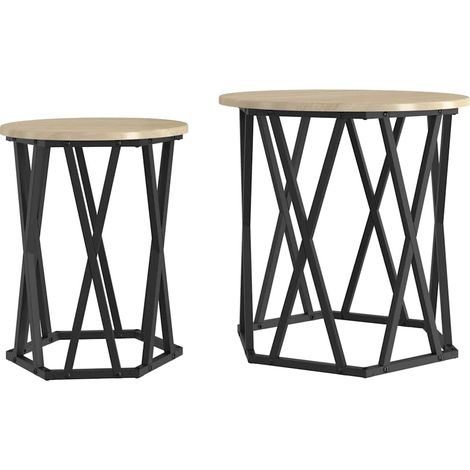 2 pcs Table basse,Table d'appoint,Table de Salon Chêne sonoma 50 x 50 x 50 cm CFW59113 (1/5)
