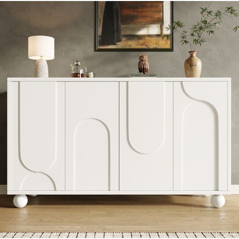 Credenza da rangement 120 x 35 x 71 cm, con ripiano regolabile, anti-ribaltamento, bianco DESVIAE (1/5)