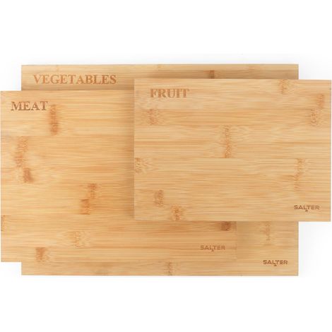 Salter BW07281 - Set di tre taglieri in bambù, bordi colorati, garanzia di cinque anni, tagliere da cucina professionale, tagliere legno con manico (1/5)
