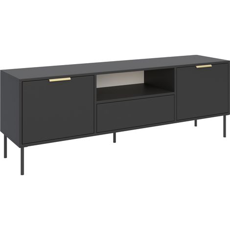 Selsey Vena - TV-Lowboard 2-türig mit Schublade & Fach, Schwarz, 160 cm (1/5)