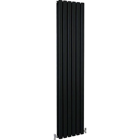 SKY Bathroom Oval Column Radiator Vertical 1600x354mm Double Black (1/5)