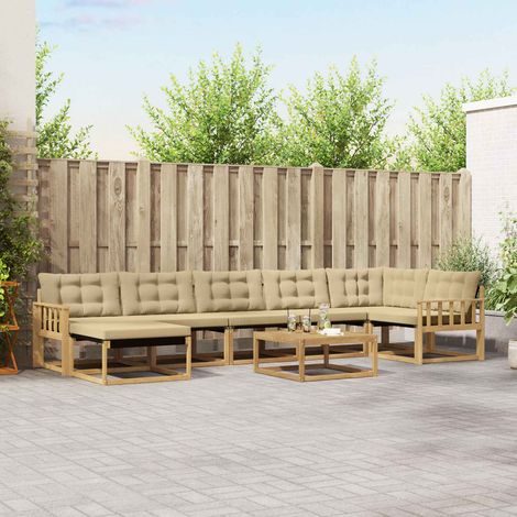 vidaXL Outdoor-Sofagarnitur 8 Stk. Weiß und Beige Massivholz Akazie (1/5)