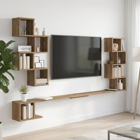 vidaXL Wall-Mounted TV Shelf Artisan Oak 200 x 15 x 94 cm (1/5)