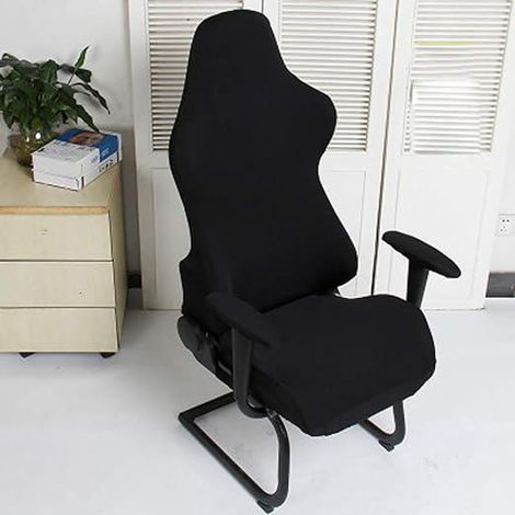 Housse Fauteuil Gaming Noir, Protège-Siège de Bureau Extensible, Coque Élastique en Spandex pour Chaise de Course, Housse de Chaise Ordinateur (1/4)