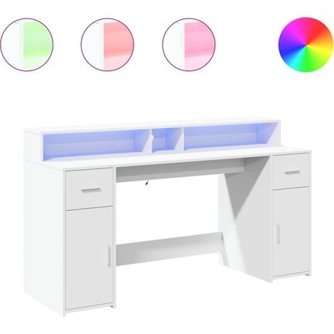 Maison Exclusive - LED-Schreibtisch Weiß 160x55x91 cm Holzwerksto