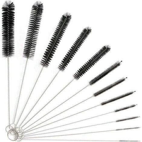 -12pièce Tube Brosse de Nettoyage,Goupillon Nettoyage,Brosse de Nettoyage Tube pour Bouteille en Verre Bébé Biberon Bouilloire Clavier, Tuyau Brosses de Nettoyage,Brosse de Nettoyage Bouteille -Ver (1/4)