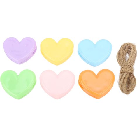 Pince À Photo En Forme De Cœur - Décoration Murale Diy Avec Ficelle - Support Stable Pour Mémoires - Lot De 6 Pièces (1/5)