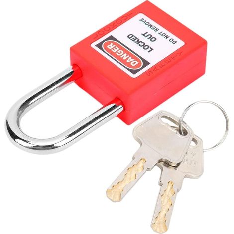 Sicherheitsvorhängeschloss 38mm rot, LOTO Schloss mit Schlüssel, robust & korrosionsbeständig
