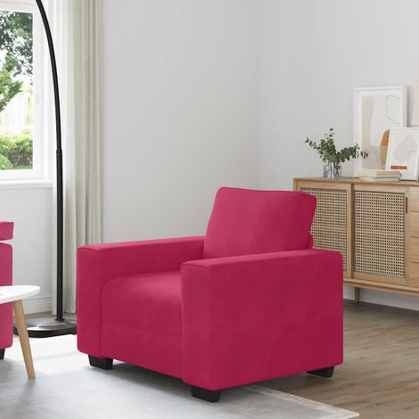 vidaXL Fauteuil canapé rouge bordeaux 100x77x82 cm velours (1/5)