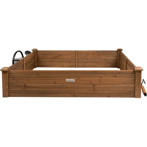 needs&wants® Grand carré Potager en Bois, lit de Jardin surélevé, jardinière en Bois rectangulaire pour Jardin Balcon extérieur, 122 x 122 x 26,5 cm, Brun Marron