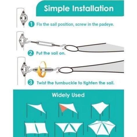 Kit Fixation Voile Ombrage Triangle/Carré/Rectangle – Inox 304 Antirouille & Robuste (1/5)