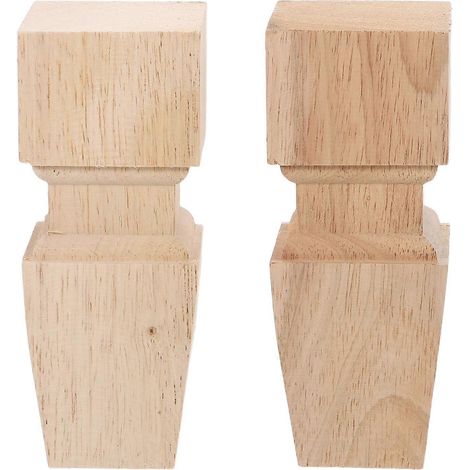 Deux pieds de meubles en bois massif, de 15 cm de haut, non peints, adaptés aux armoires, canapés, poufs, armoires sur pied, coiffeuses, chaises, pieds de meubles robustes, faciles à installer. (1/5)