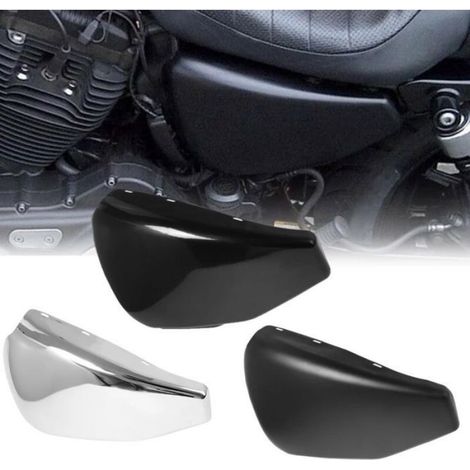 Couvercle De Batterie - Gauche - Pour Harley XL1200 XL883 X48 Années 2004 À 2013 - Noir Brillant - 1 Pièce (1/4)