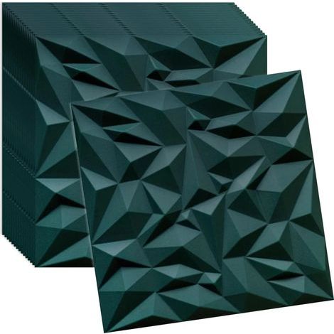 Verdico 3D Wandpaneele Grün – Deckenpaneele 50x50 cm – Set 16 Stück (4 m²) – Wandverkleidung innen zum Kleben – leichtes Styropor