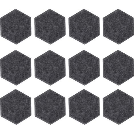 Lot de 12 panneaux acoustiques hexagonaux haute densité, insonorisants et à bords biseautés, 14 x 12 x 7 cm, gris foncé (1/5)