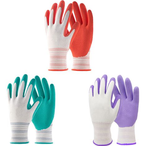 Gants De Jardinage - Enduit Latex Paume Et Doigts - Tricot Polyester Élastique Sans Couture - Pour Femme - Respirants Et Anti-dérapants - Lot De 1 Paire (1/5)