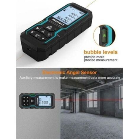 Télémètre Laser Numérique, 50m/165ft Mesure Laser avec Niveau Électronique & Rétroéclairage LCD, IP54 m/in/ft/ft+in Mesure du Pythagore Distance Surface Volume & Manuel en Français TRIMEC (1/3)