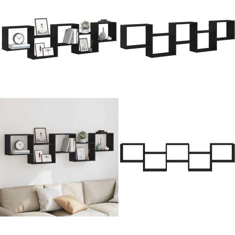 vidaXL Étagère cube murale 5 compartiments noir bois d'ingénierie (1/5)