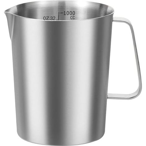 Gobelet Doseur 1000ml Acier Inoxydable 304 Sans Couvercle Graduations ml oz Bec Verseur Poignée Cuisine Pâtisserie Bar Café Laiterie (1/5)