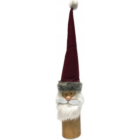Figura de Papá Noel sobre un tronco de árbol de 51 cm.