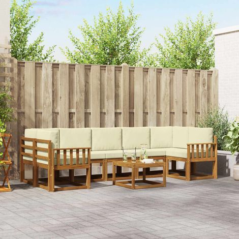 vidaXL Outdoor-Sofagarnitur mit Kissen 8 pcs Natur und Creme (1/5)