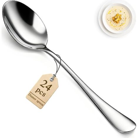 24 food-grade stainless steel tablespoons for home, kitchen or restaurant use, mirror polished, dishwasher safe (1/5)