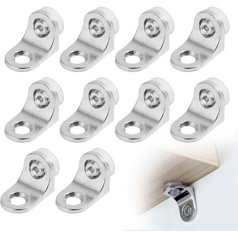 Lot de 10 équerres d'angle robustes en acier inoxydable pour étagères droites à 90 degrés en forme de L Supports d'étagère de placard en métal