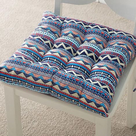 Set of 2 Garden Cushions with Ties, Comfortable Chair Pads, Modern Indoor and Outdoor Floor Cushions (45x45cm (Set of 2), Boho) (1/5)
