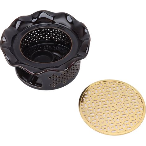 Chauffe-théière en alliage céramique avec porte-bougie chauffe-plat, dessous de plat ajouré à volants, noir, cuivre et marron