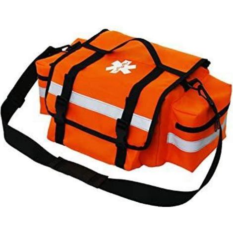 Trousse de premiers secours orange avec bandes réfléchissantes, grande, robuste, avec bandoulière