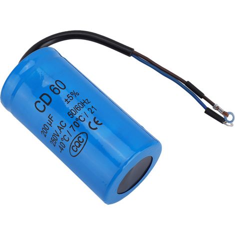 CD60 Betriebskondensator mit Anschlusskabel 250 V AC 200 µF 50/60 Hz für Motor-Luftkompressor (1/5)