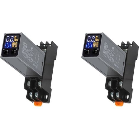 Relais temporisé avec affichage LCD 2X, contrôleur de temporisation à la mise sous tension, relais temporisé électronique avec embase, 24 V CC (1/2)
