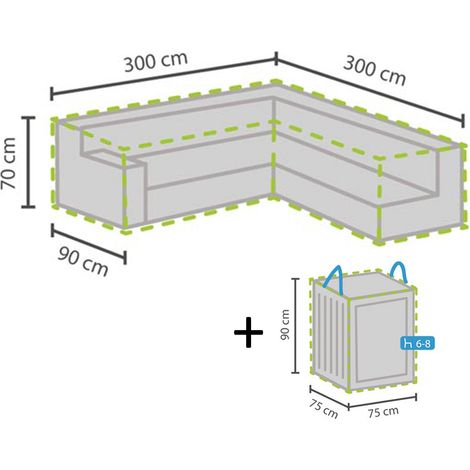 Schutzhülle 300x300cm für L-förmiges Garten Lounge Set + Hülle für 6-8 Kissen (1/5)