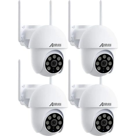 ANRAN P3 WiFi Überwachungskamera Weiß 5MP, IP 360° PTZ Kamera mit Automatischer Verfolgung, Drei Nachtsichtmodi, Zwei-Wege-Audio, Sofortalarm und Bewegungserkennung, Kompatibel mit Alexa-4Stück