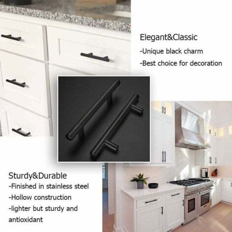 NALOOKAMIC  Lot de 15 Poignées de meuble Cuisine - 160mm - Poignée Porte Cuisine Noire - Poignée Meuble Noir - Entraxe 160mm - Finition Mate - Acier Inoxydable