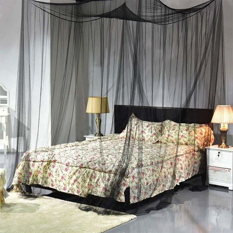 Moustiquaire Lit à Baldaquin Rideau Couleur Maille Portes Chambre Home Decor 4 Noir (1/4)