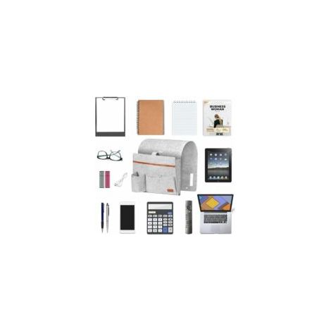Sofa-Organizer, 4 Fächer mit Flaschenhalter, Hänge-Armlehnen-Aufbewahrungstasche für Flaschen, Zeitschriften, Fernbedienungen, Handys, Tablets und Bücher – Hellgrau – Crezuo