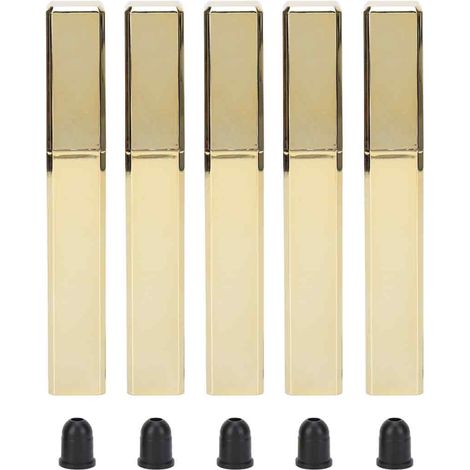 5pcs Tube mascara, design carré, couleur or, bouchon caoutchouc, 10g, pour DIY cosmétique (1/5)