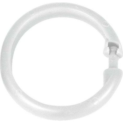 Anneaux pour rideau de douche, lot de 12 anneaux de douche pour suspendre le rideau de douche à la barre de douche, grand format, design rond, Plastique, ø6 cm, Blanc (1/2)