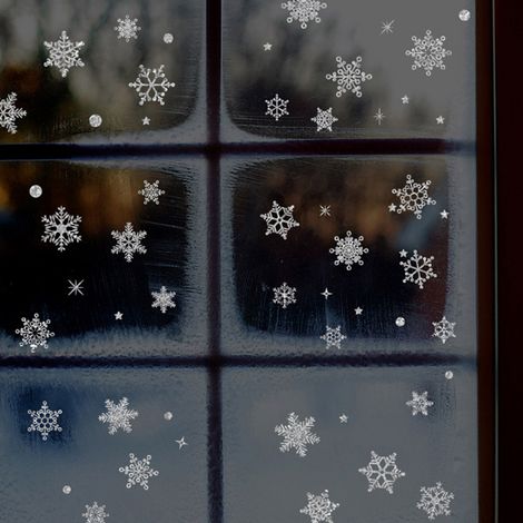Selbstklebender, abnehmbarer Deko-Aufkleber mit Schneeflockenmotiv für Zuhause und Büro (Silber) (1/4)