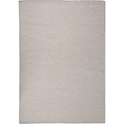 Tapis extérieur à tissage plat Terrasse Salon Cuisine - Tapis de jardin 140x200 cm Taupe BV312313 - BonneVie (1/5)