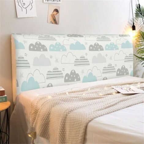 Nuage150cm Enfants Housse de Tête de Lit Extensible Couverture de Tête de Lit Anti-Poussière Stretch Doux Protecteur pour Tête de Lit pour Lits Simples Doubles King Size (1/4)