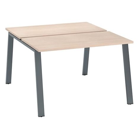 Pôle de 2 bureaux droits chêne clair L 120 x P 60 cm, piétement métal anthracite - Arch - Maxiburo
