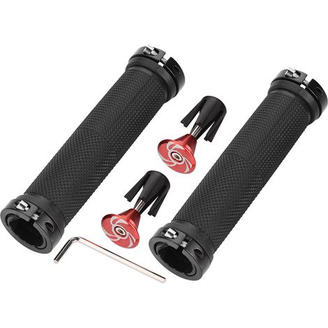 1 Paire de Poignées de Vélo avec Antivol Intégré pour Guidon - Accessoire Vélo (Rouge) (1/5)