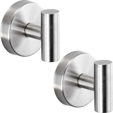 Wandhandtuchhaken aus silberfarbenem Edelstahl – Korrosionsbeständig – 2er-Set Badezimmerhaken – Soekavia – SUS304 (1/5)