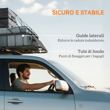 Porte-bagages voiture acier 90.7 kg, rails latéraux et déflecteurs inclus, 110.5 x 99.5 x 18.5 cm, noir (1/5)