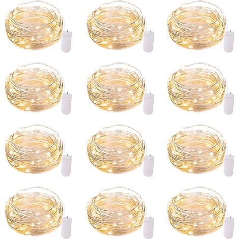 12 guirlandes lumineuses fil cuivre pile lumière douce déco intérieur jardin (1/5)