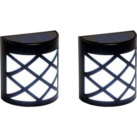 Lampes solaires pour clôture, lot de 2 lampes solaires de jardin, 6 lampes solaires de jardin LED blanc froid d'extérieur (1/5)
