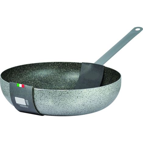 TrAdE Shop Traesio - Padella In Alluminio Antiaderente Saltapasta Grigio Pietra ø 34/38cm Con Manico Cucina - -diametro 38cm -