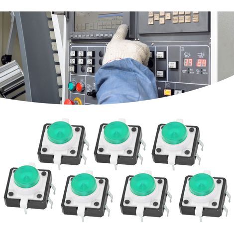 20 PCS Interrupteur à Bouton Poussoir Tactile LED Vert Momentané 12x12x7.3mm (1/5)